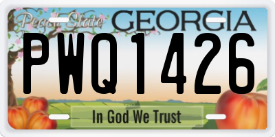 GA license plate PWQ1426