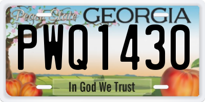 GA license plate PWQ1430