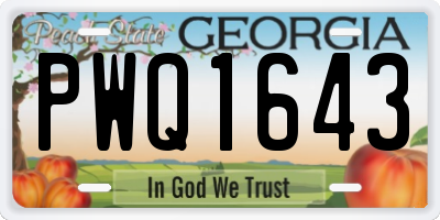 GA license plate PWQ1643