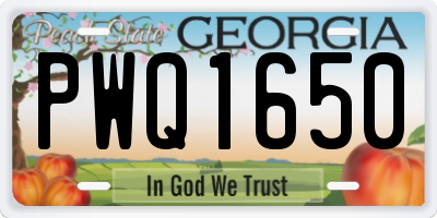 GA license plate PWQ1650