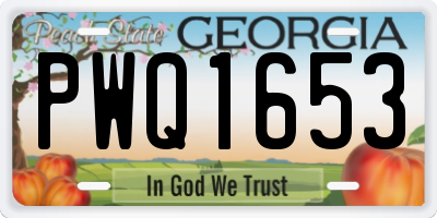 GA license plate PWQ1653
