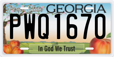 GA license plate PWQ1670