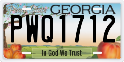 GA license plate PWQ1712