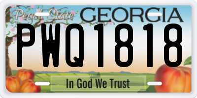 GA license plate PWQ1818