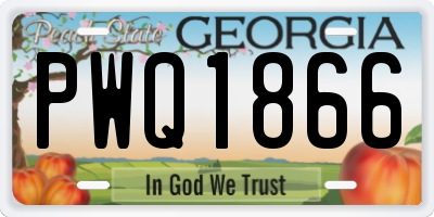 GA license plate PWQ1866