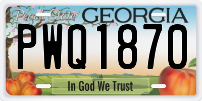 GA license plate PWQ1870
