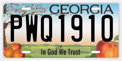 GA license plate PWQ1910