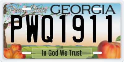GA license plate PWQ1911