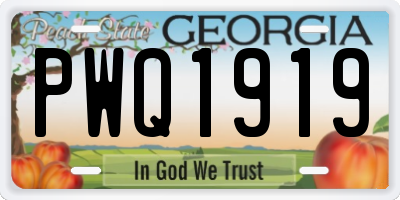GA license plate PWQ1919