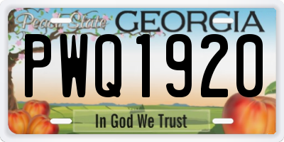GA license plate PWQ1920