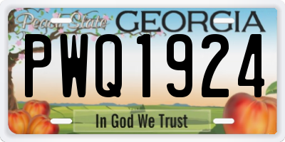 GA license plate PWQ1924