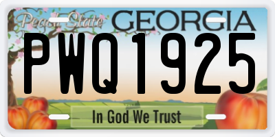 GA license plate PWQ1925