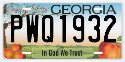 GA license plate PWQ1932