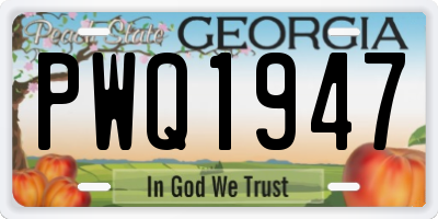 GA license plate PWQ1947