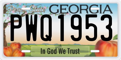 GA license plate PWQ1953