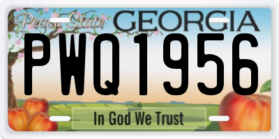 GA license plate PWQ1956
