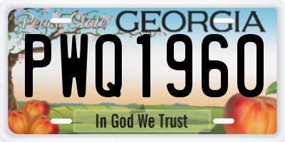 GA license plate PWQ1960