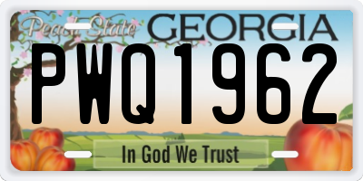 GA license plate PWQ1962