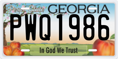 GA license plate PWQ1986