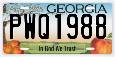 GA license plate PWQ1988