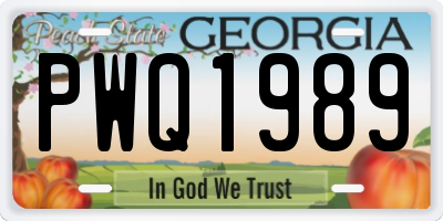 GA license plate PWQ1989