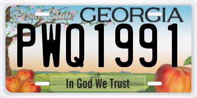 GA license plate PWQ1991