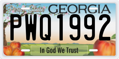 GA license plate PWQ1992