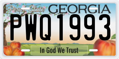 GA license plate PWQ1993