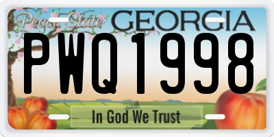 GA license plate PWQ1998