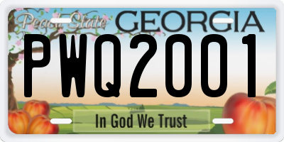 GA license plate PWQ2001