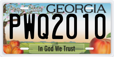GA license plate PWQ2010