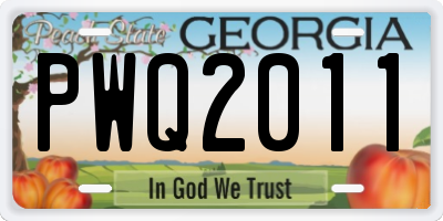 GA license plate PWQ2011