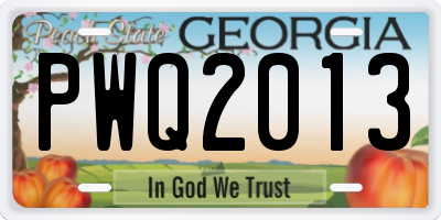 GA license plate PWQ2013