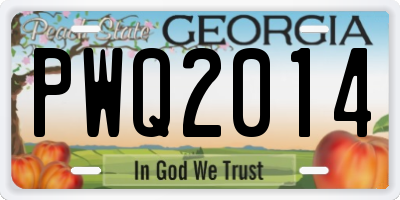 GA license plate PWQ2014