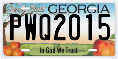 GA license plate PWQ2015