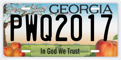 GA license plate PWQ2017