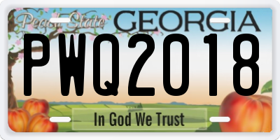 GA license plate PWQ2018