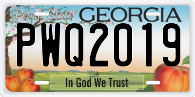 GA license plate PWQ2019