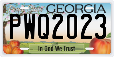 GA license plate PWQ2023