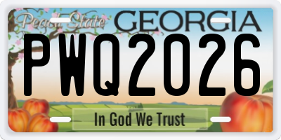 GA license plate PWQ2026
