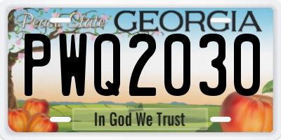 GA license plate PWQ2030