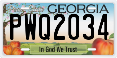 GA license plate PWQ2034