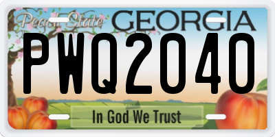 GA license plate PWQ2040