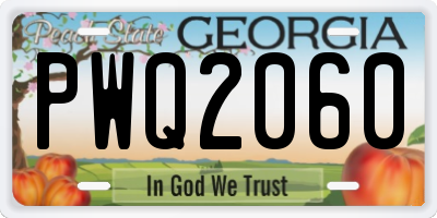 GA license plate PWQ2060