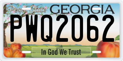 GA license plate PWQ2062