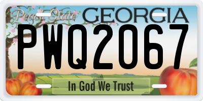 GA license plate PWQ2067