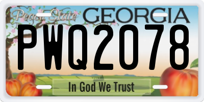 GA license plate PWQ2078