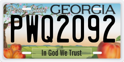 GA license plate PWQ2092