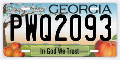 GA license plate PWQ2093