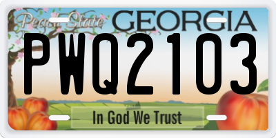 GA license plate PWQ2103